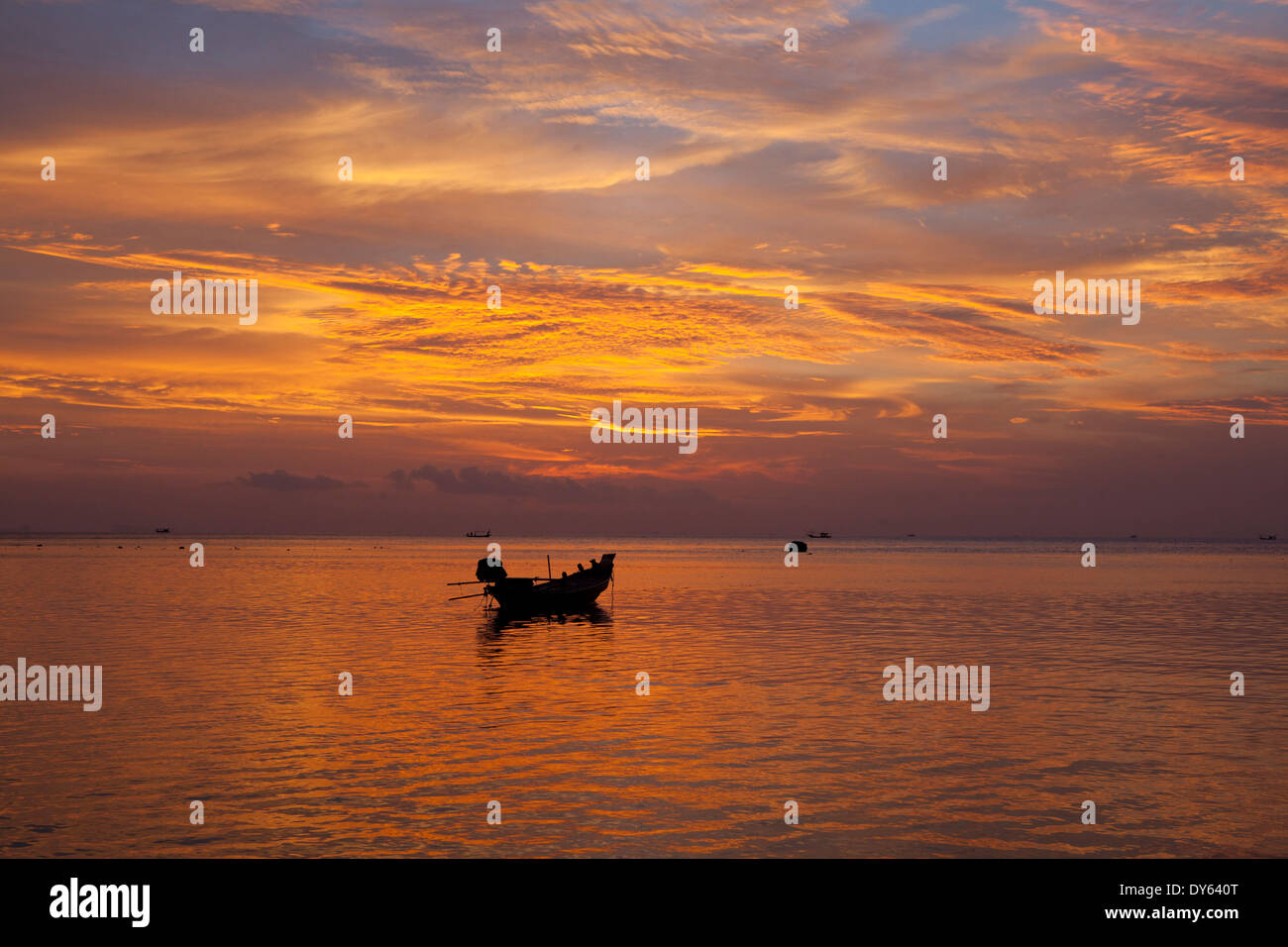 Fishing boat at Haad Yao Beach or Long Beach, Koh Phangan Island, Surat Thani Province, Thailand, Southeast Asia Stock Photo