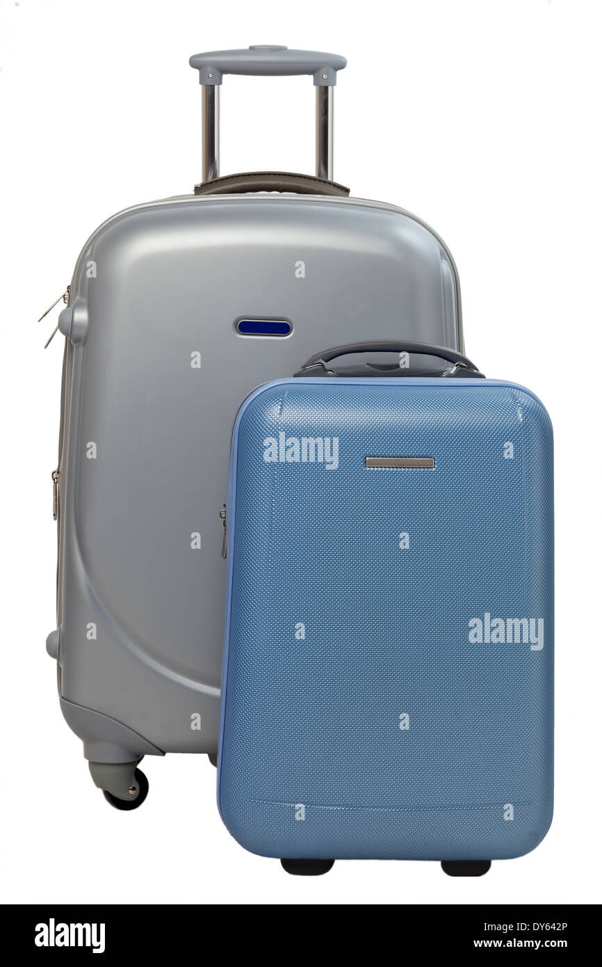 Traveling suitcases isolated on white background Stock Photo