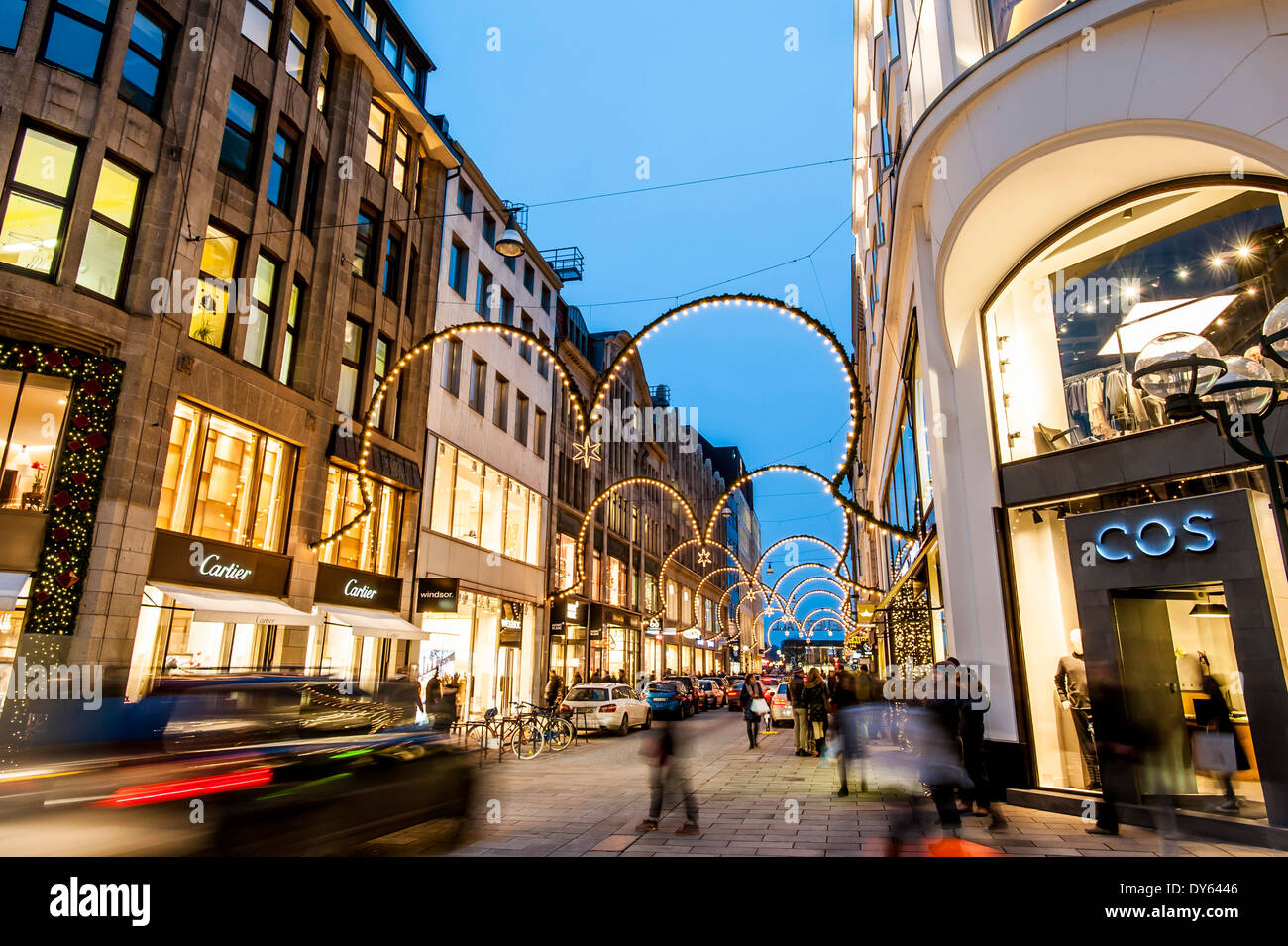 Shopping street in Hamburg called Neuer Wall at christmas time, Hamburg, Germany Stock Photo