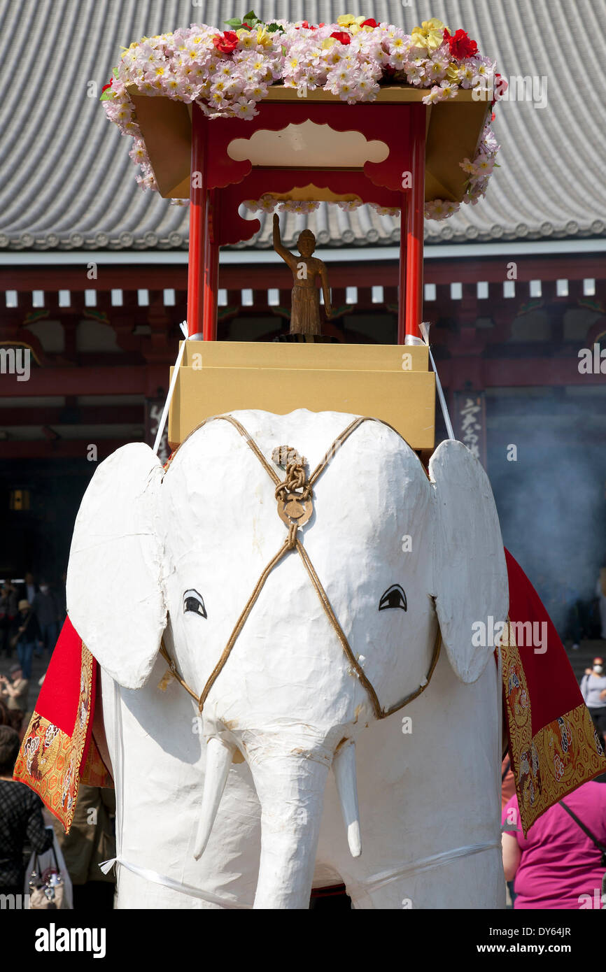 Tokyo, Japan A white elephant symbol of the Hanami Festival at the