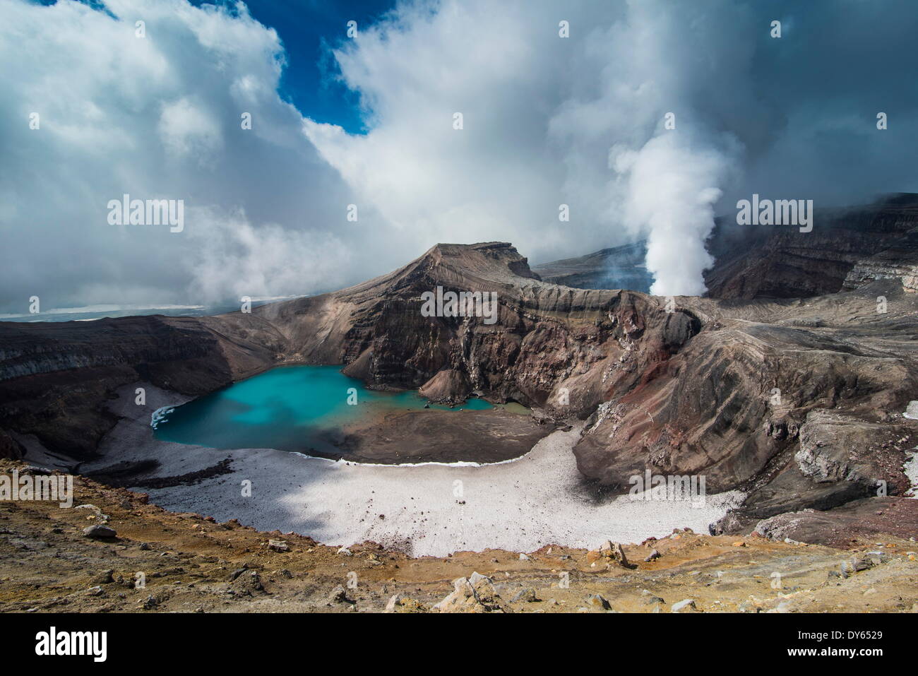 Steaming fumarole on the Gorely volcano, Kamchatka, Russia, Eurasia Stock Photo