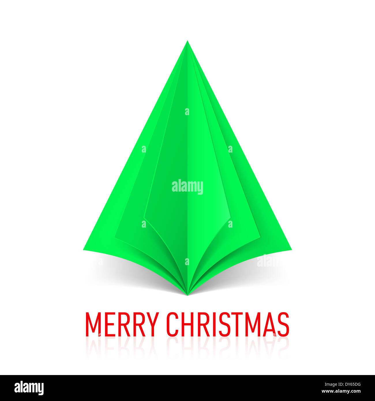 Abstract green paper Christmas tree on white background. Greeting card ...