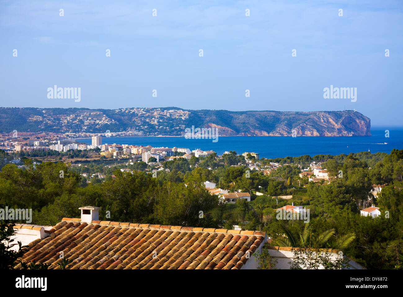 Javea Xabia skyline with San Antonio Cape in Alicante Mediterranean Spain Stock Photo