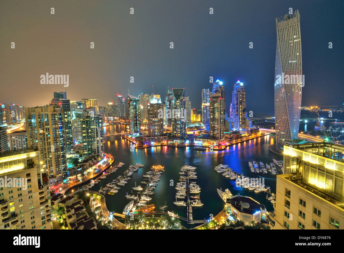 new Dubai or Dubai Marina in the evening Stock Photo