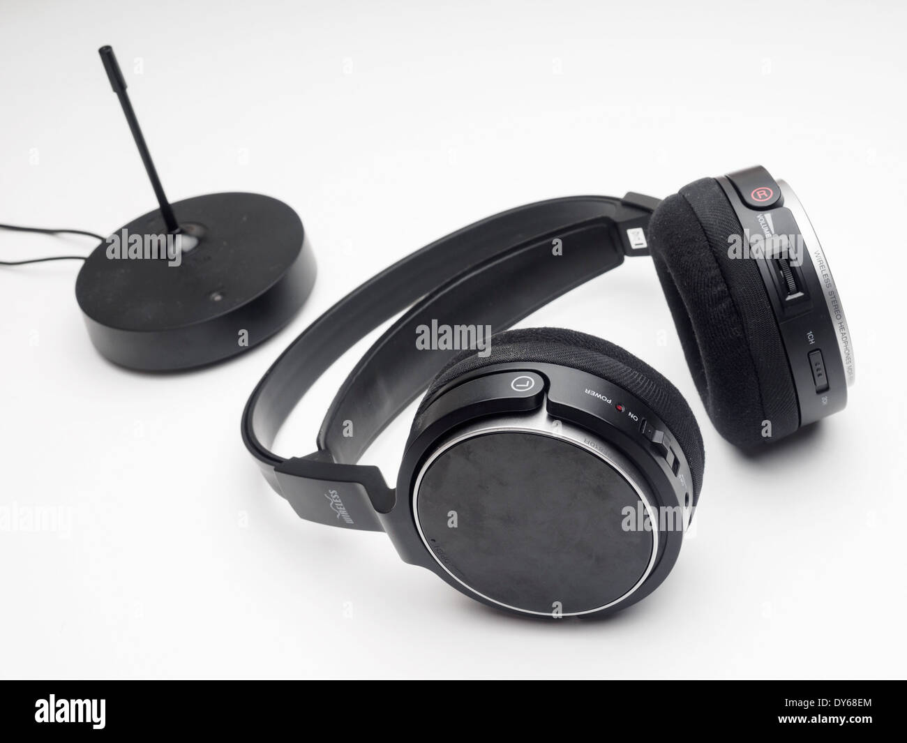 Wireless headphones cut out isolated on white background Stock Photo