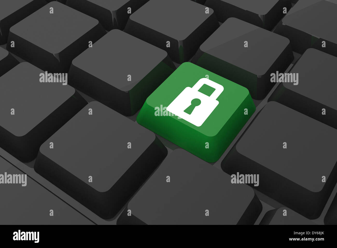 Composite image of lock on key Stock Photo