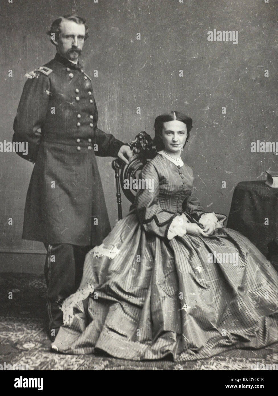 General George Armstrong Custer and his wife, Elizabeth Bacon Custer during the Civil War Stock Photo