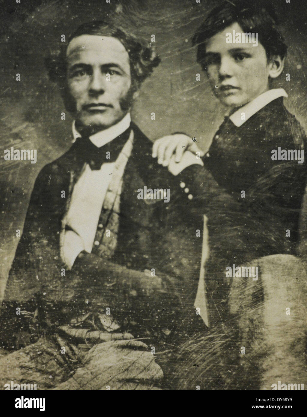 Robert E Lee with son William Henry Fitzhugh - Rooney - circa 1845 Stock Photo
