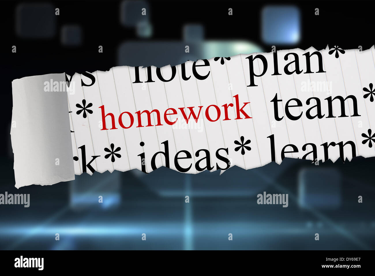 Homework against futuristic technology interface Stock Photo - Alamy