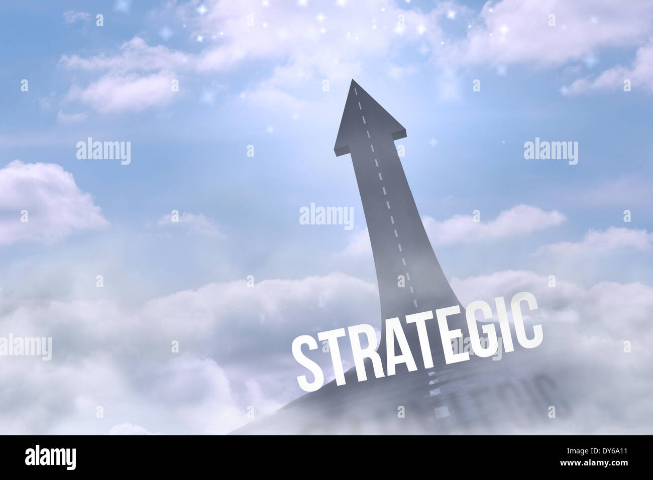 Strategic against road turning into arrow Stock Photo