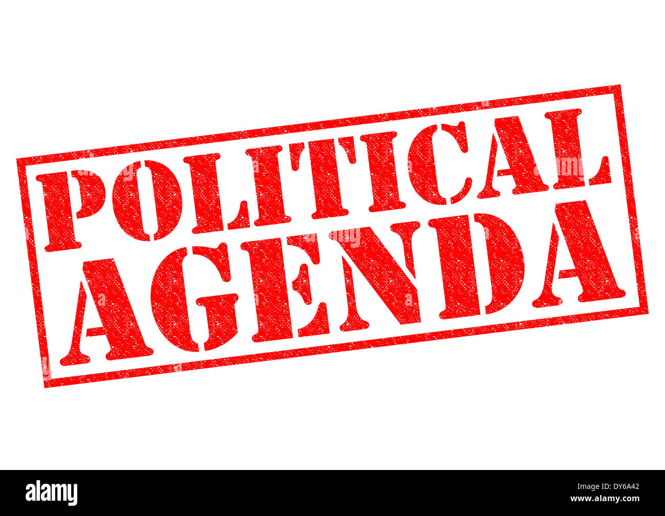 POLITICAL AGENDA red Rubber Stamp over a white background. Stock Photo