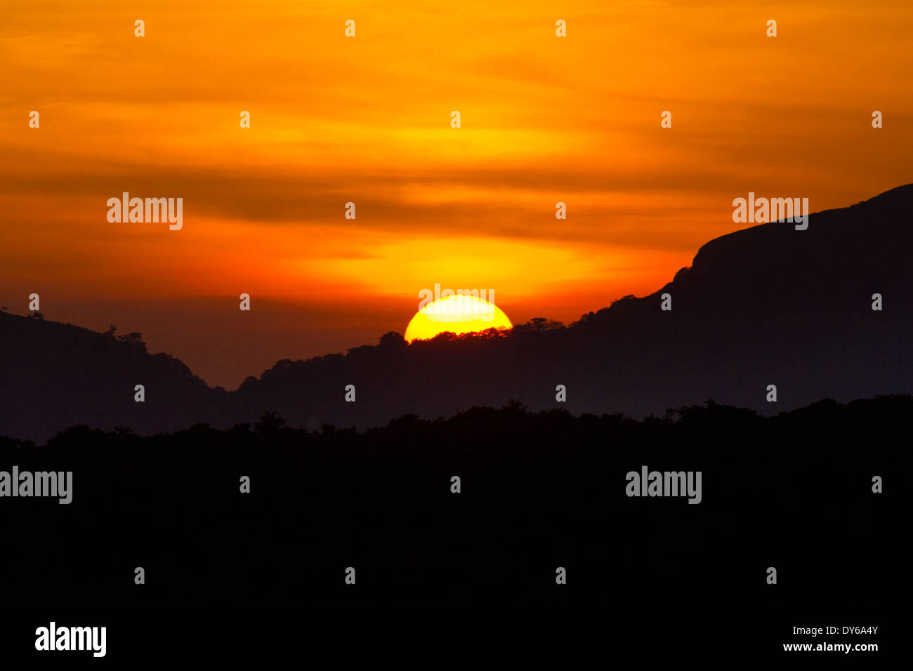 Sunset over the Kandalama Reservoir in Dambulla, Sri Lanka 3 Stock Photo