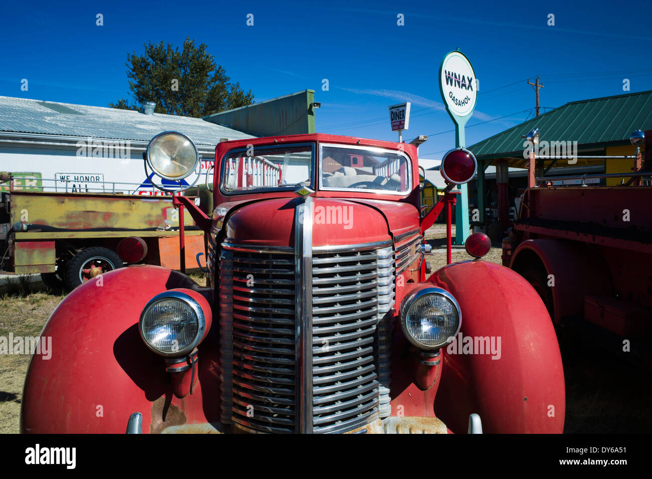 USA, South Dakota, Murdo, Pioneer Auto Show, antique car museum, fire