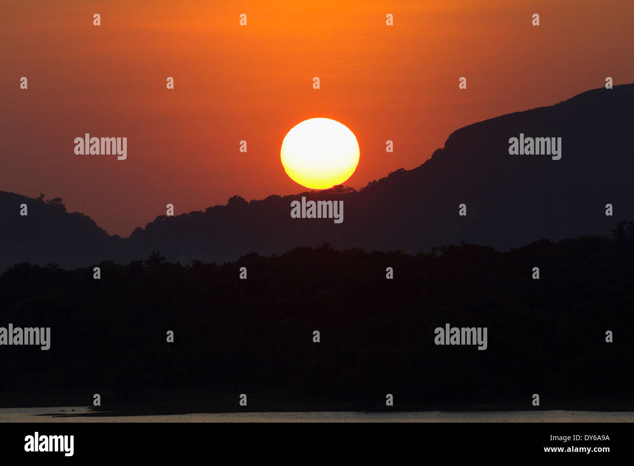 Sunset over the Kandalama Reservoir in Dambulla, Sri Lanka 2 Stock Photo