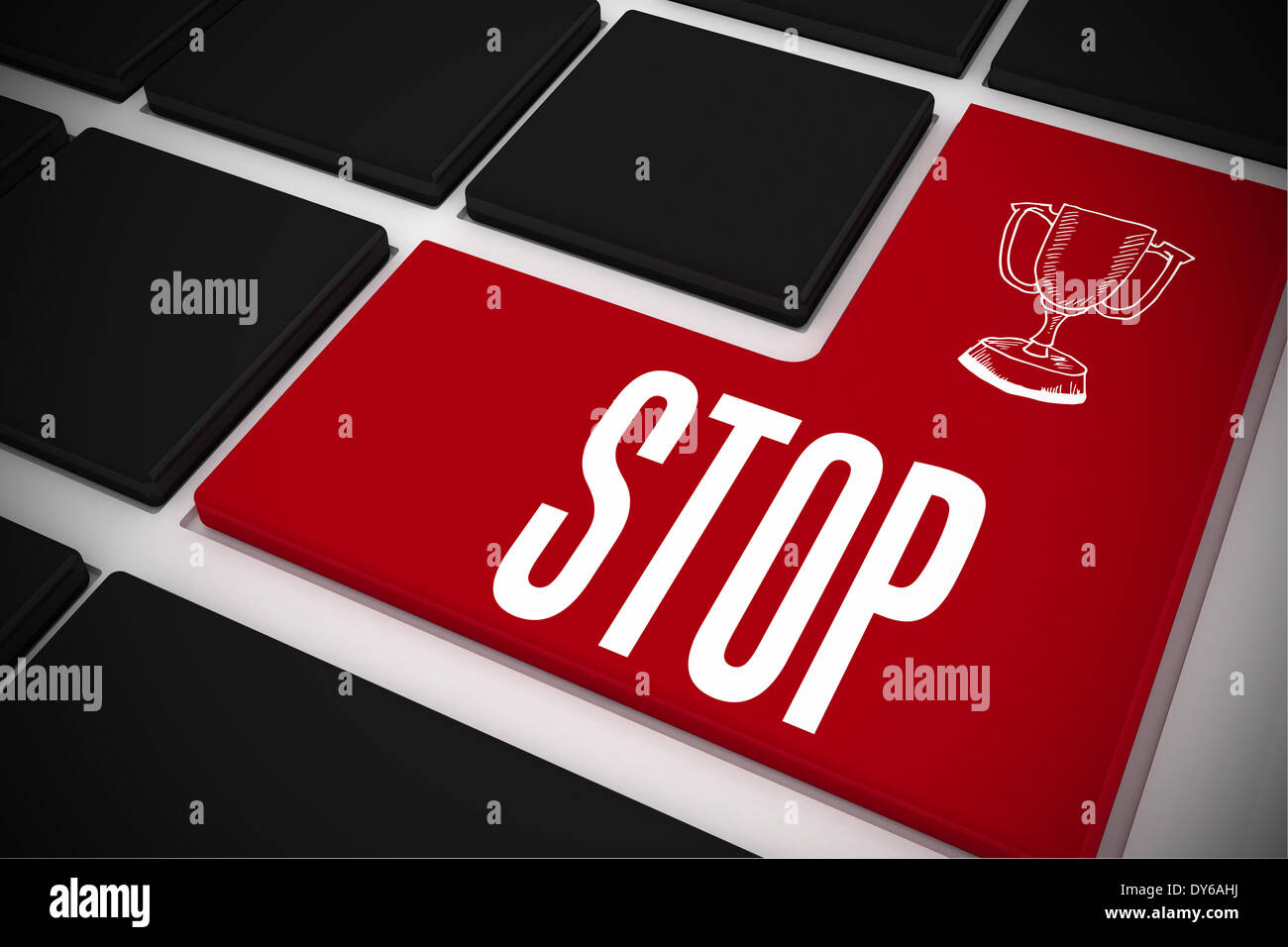 Stop on black keyboard with red key Stock Photo