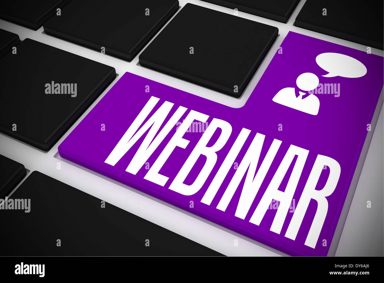 Webinar on black keyboard with purple key Stock Photo