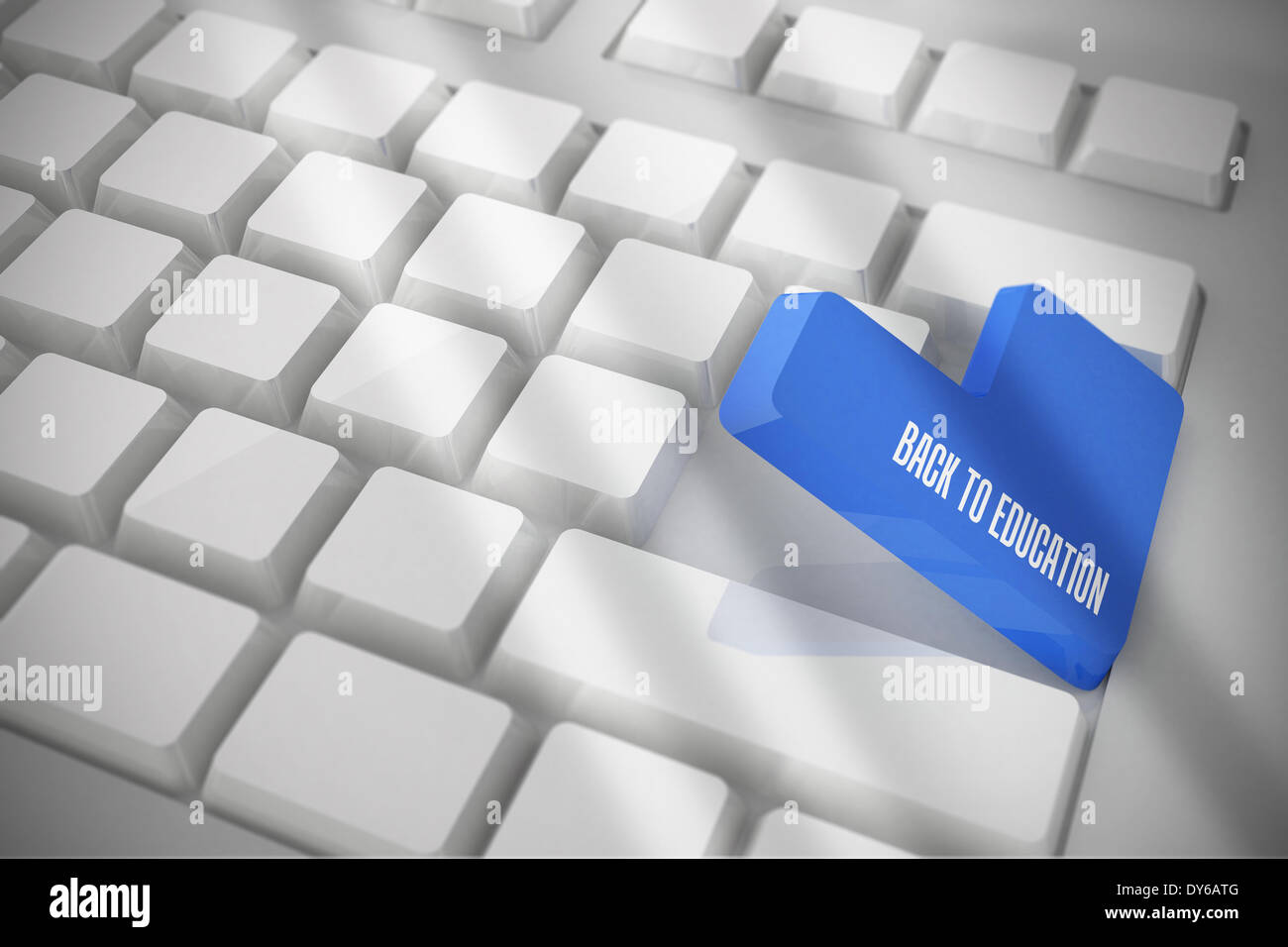 Back to education on white keyboard with blue key Stock Photo