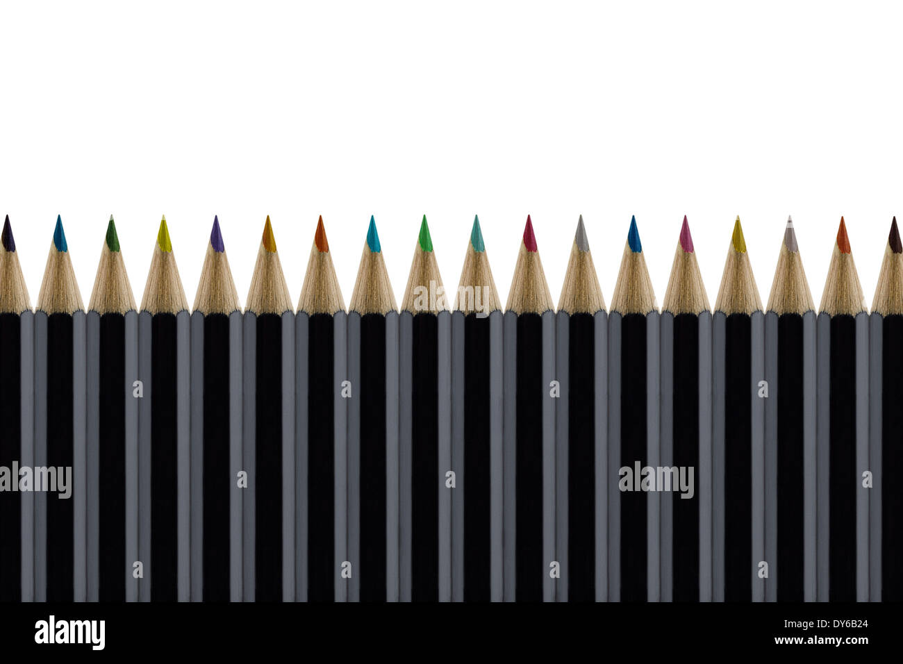 Line of colour lead pencils Stock Photo