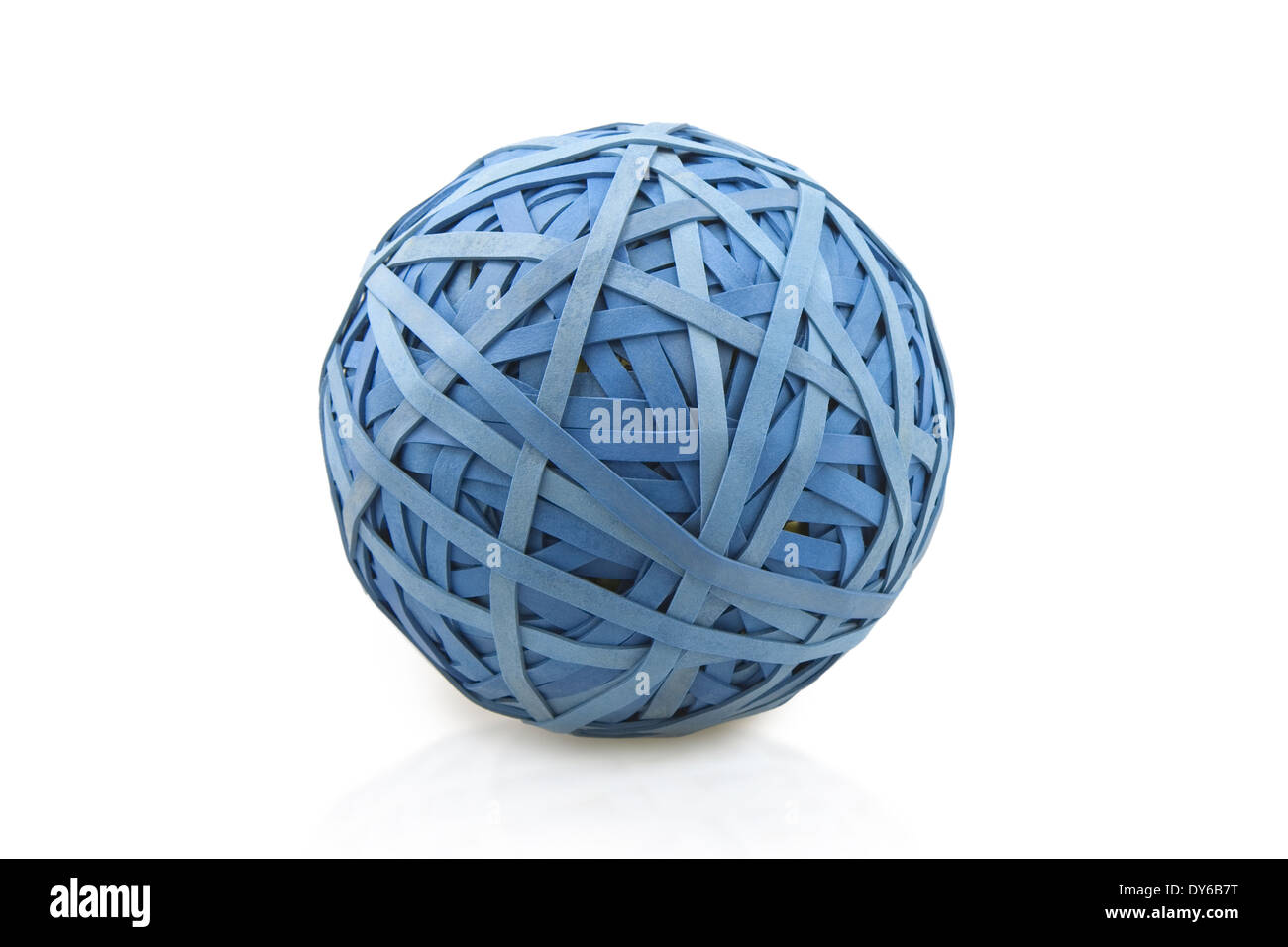 blue Rubber Band ball Isolated on a white background Stock Photo