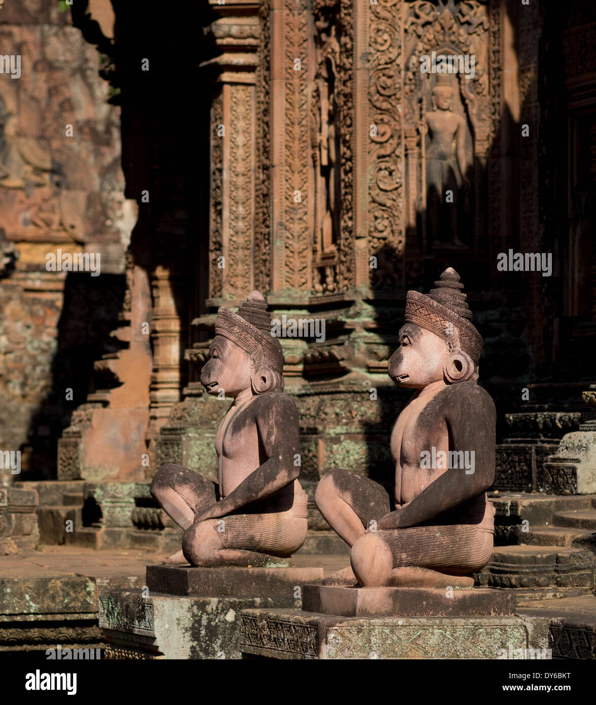 Monkey figures found at Banteay Srey Temple,  Siem Riep,  Cambodia Stock Photo