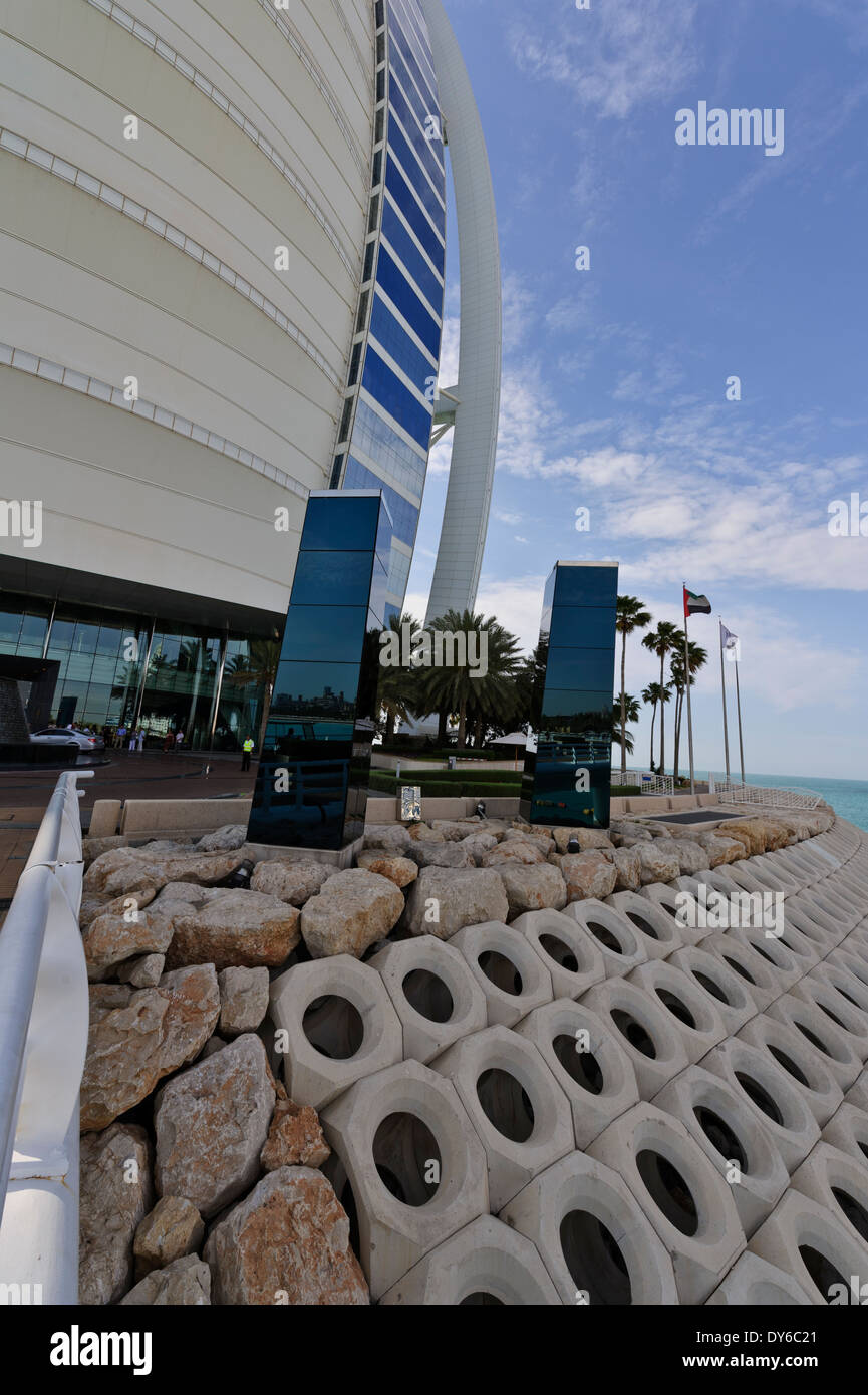 The modern exterior of the Burj Al Arab Hotel, Dubai, United Arab ...