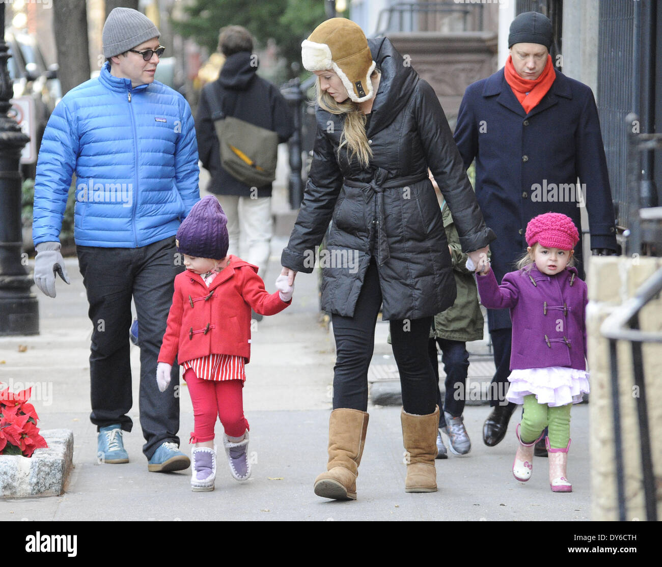 Matthew Broderick takes his twin daughters Marion and Tabitha Broderick