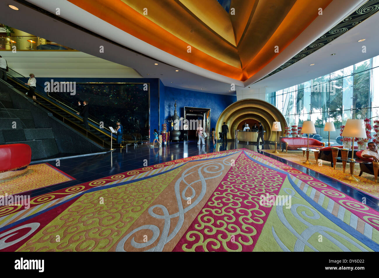 The luxurious lobby at the entrance of the Burj Al Arab Hotel, Dubai