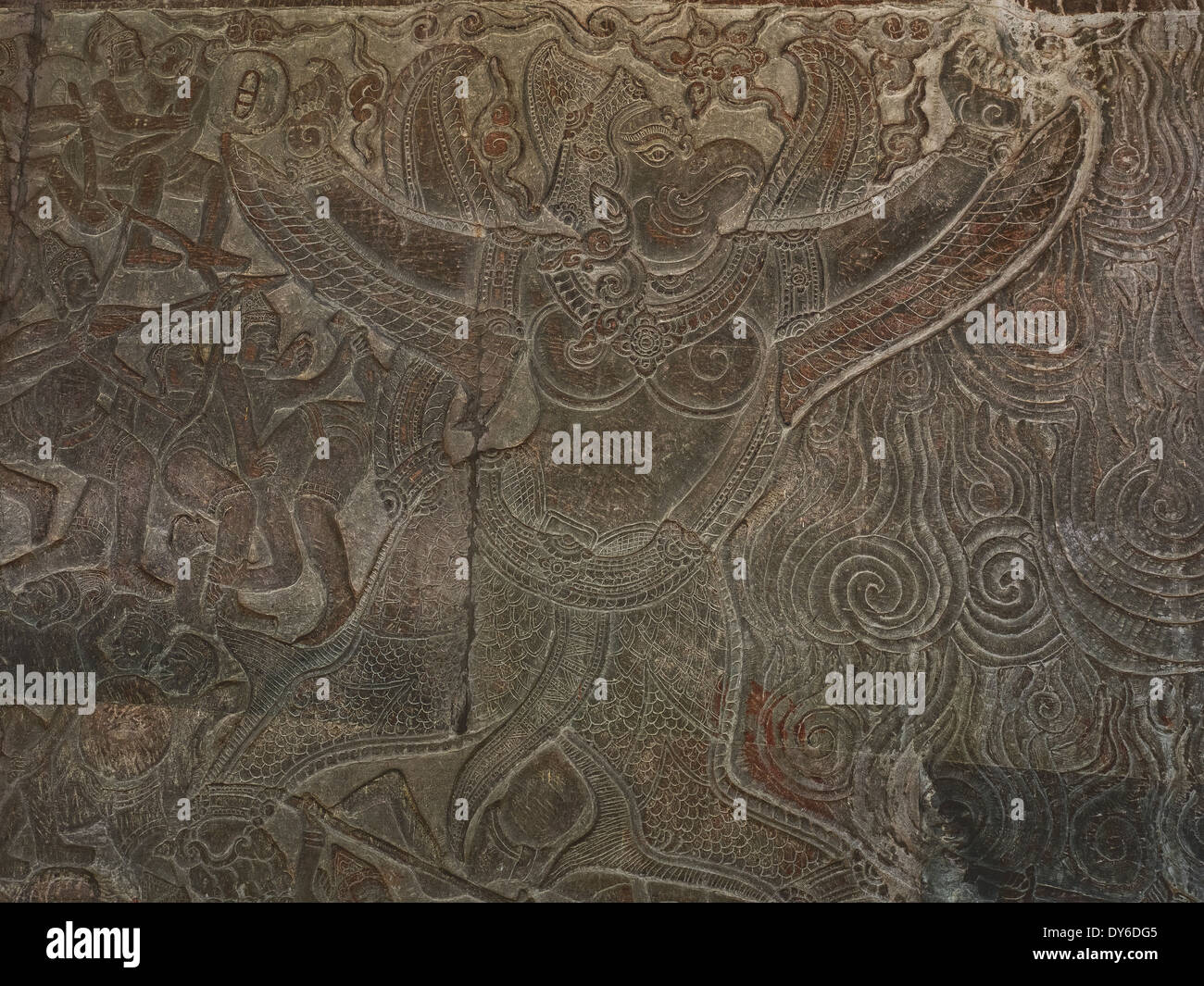 Carving of mythical garuda bird  at Angkor Wat, Siem Riep, Cambodia. Stock Photo