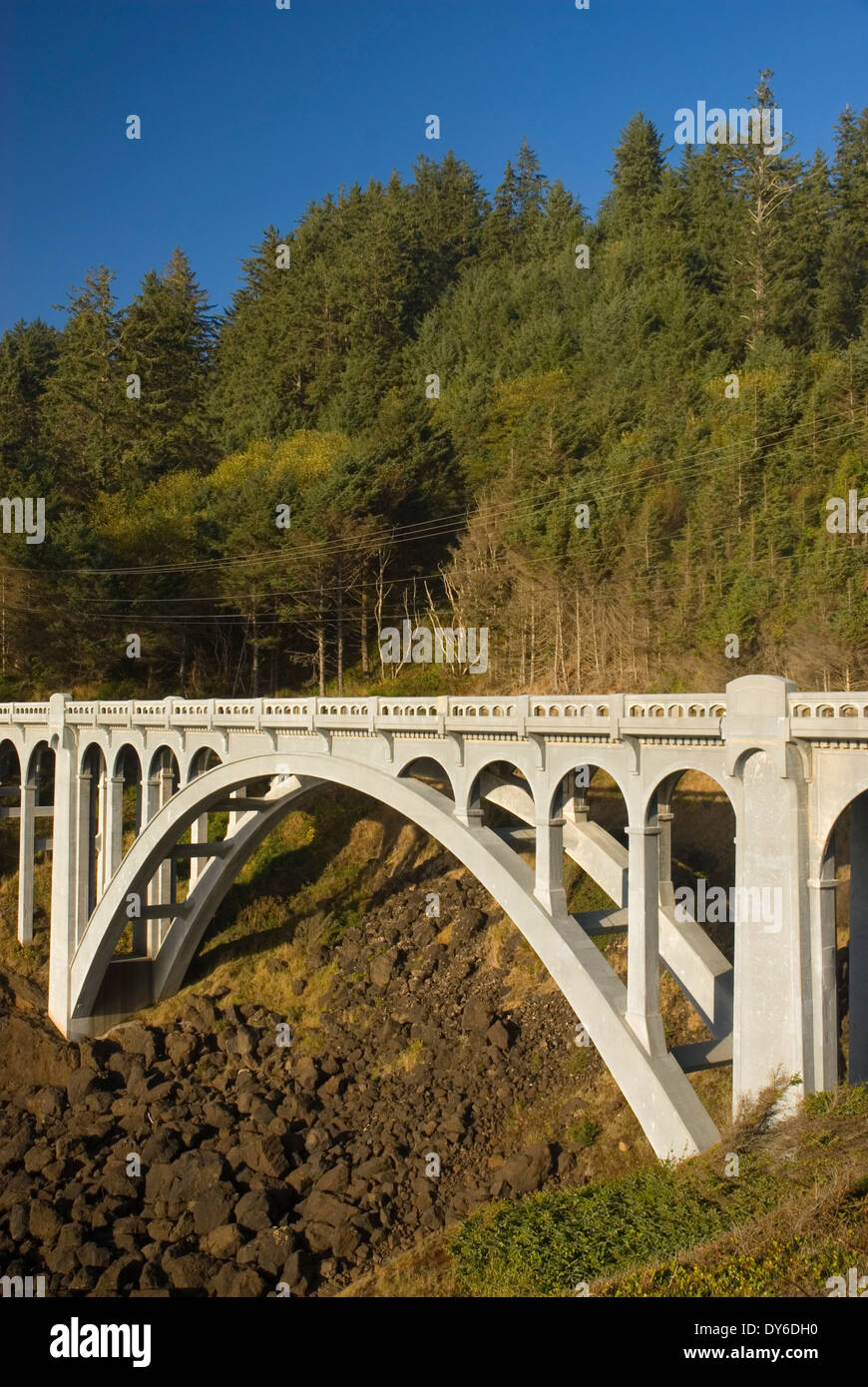 Rocky Creek Bridge, Lincoln County, Oregon Stock Photo