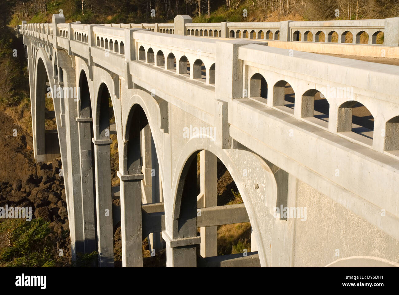Rocky Creek Bridge, Lincoln County, Oregon Stock Photo