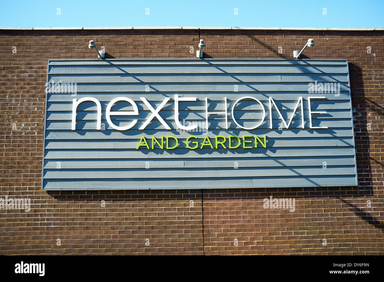 Next Home & Garden sign Stock Photo Alamy