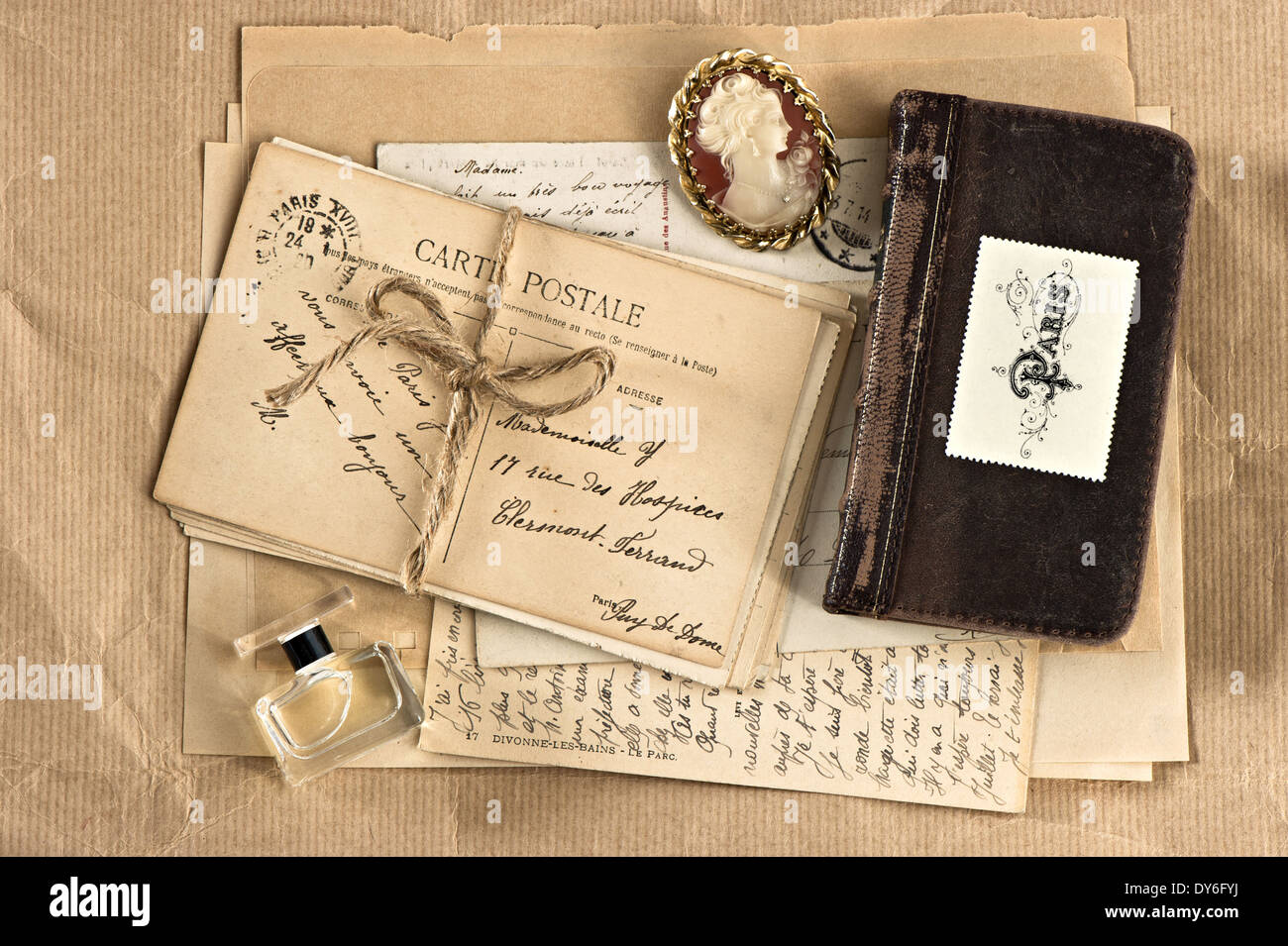 Vintage Things Nostalgic Scrap Booking Background Stock Photo - Download  Image Now - French Culture, Postcard, Antique - iStock