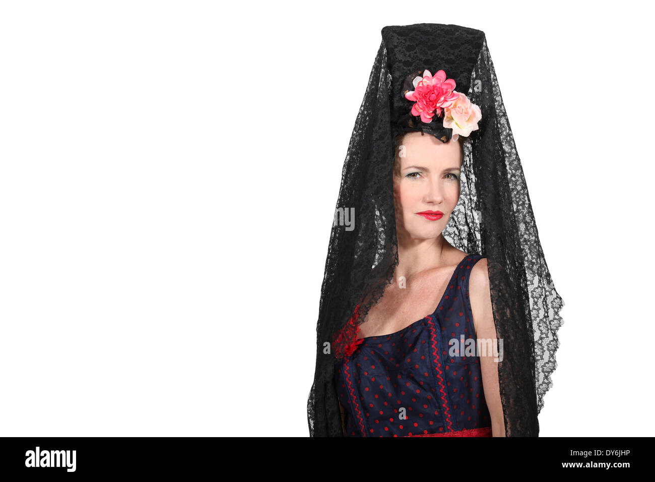 Woman Wearing Traditional Spanish Mantilla Stock Photo 68373138