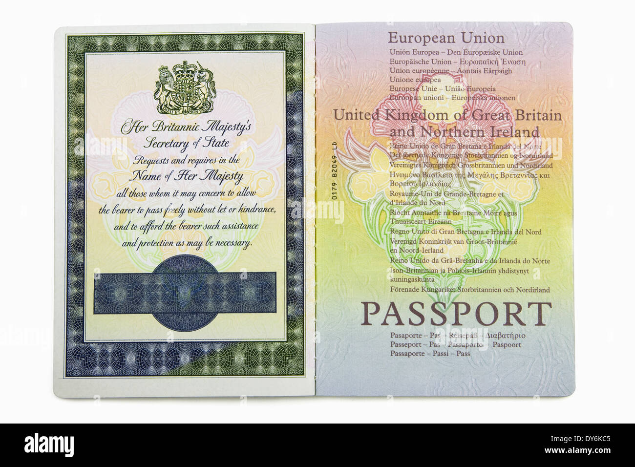Close Up of a United Kingdom Passport Stock Photo