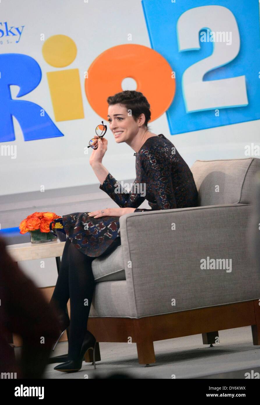 New York, NY, USA. 8th Apr, 2014. Anne Hathaway at ABC's GOOD MORNING