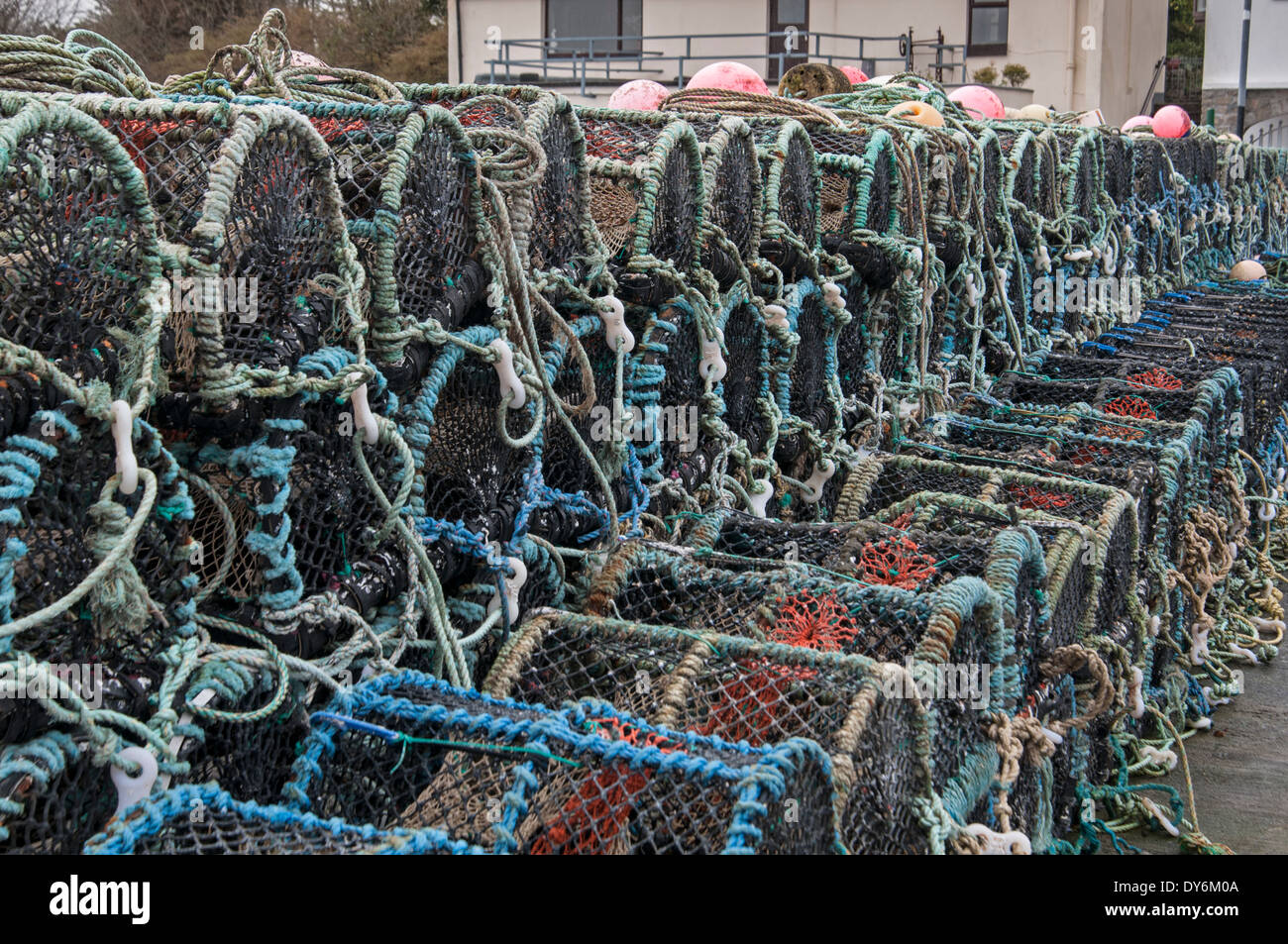 Lobster Pots on quayside, Roundstone, Connemara, County Galway, Ireland