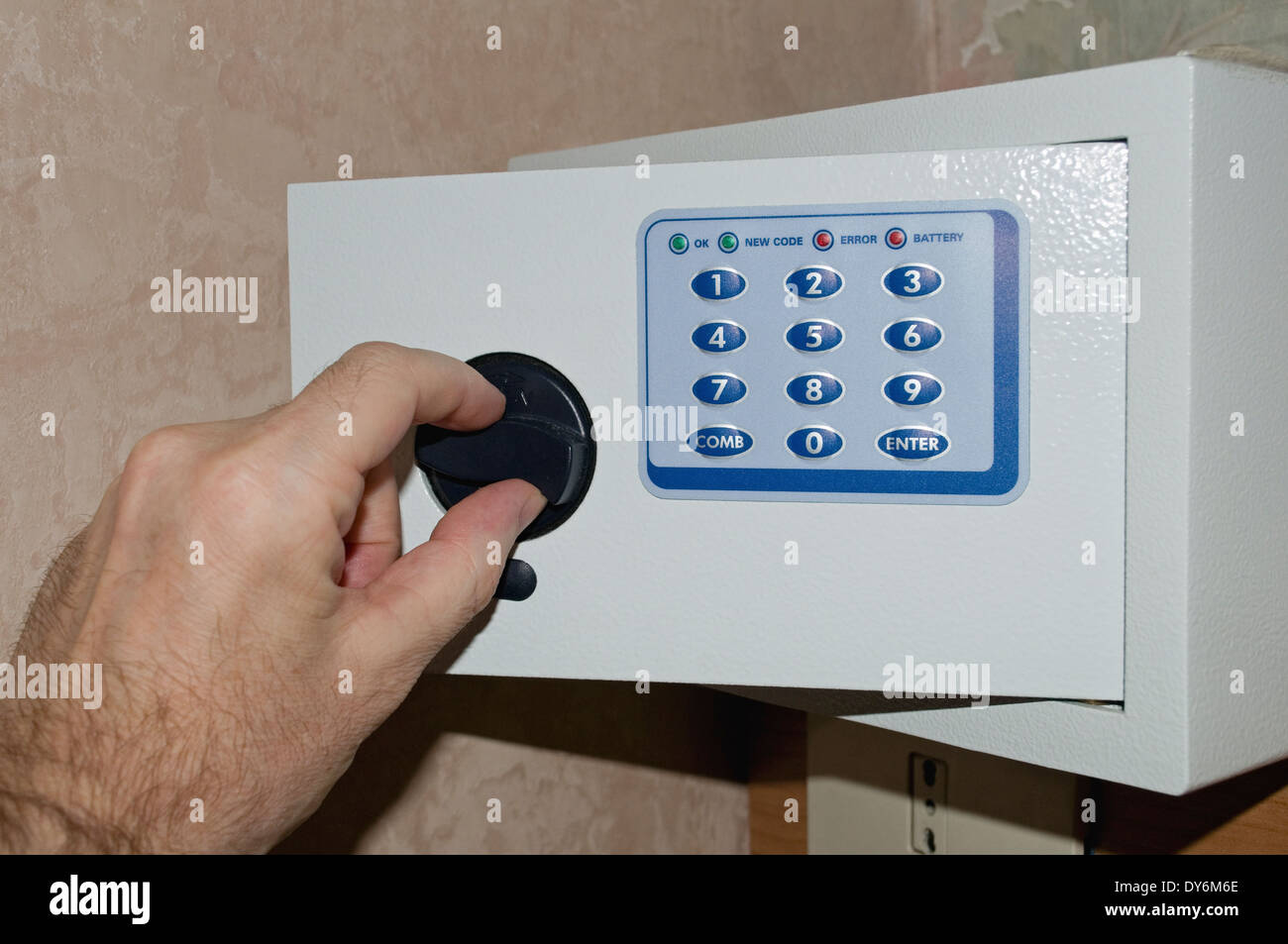 Combination safety box in hotel room Stock Photo Alamy