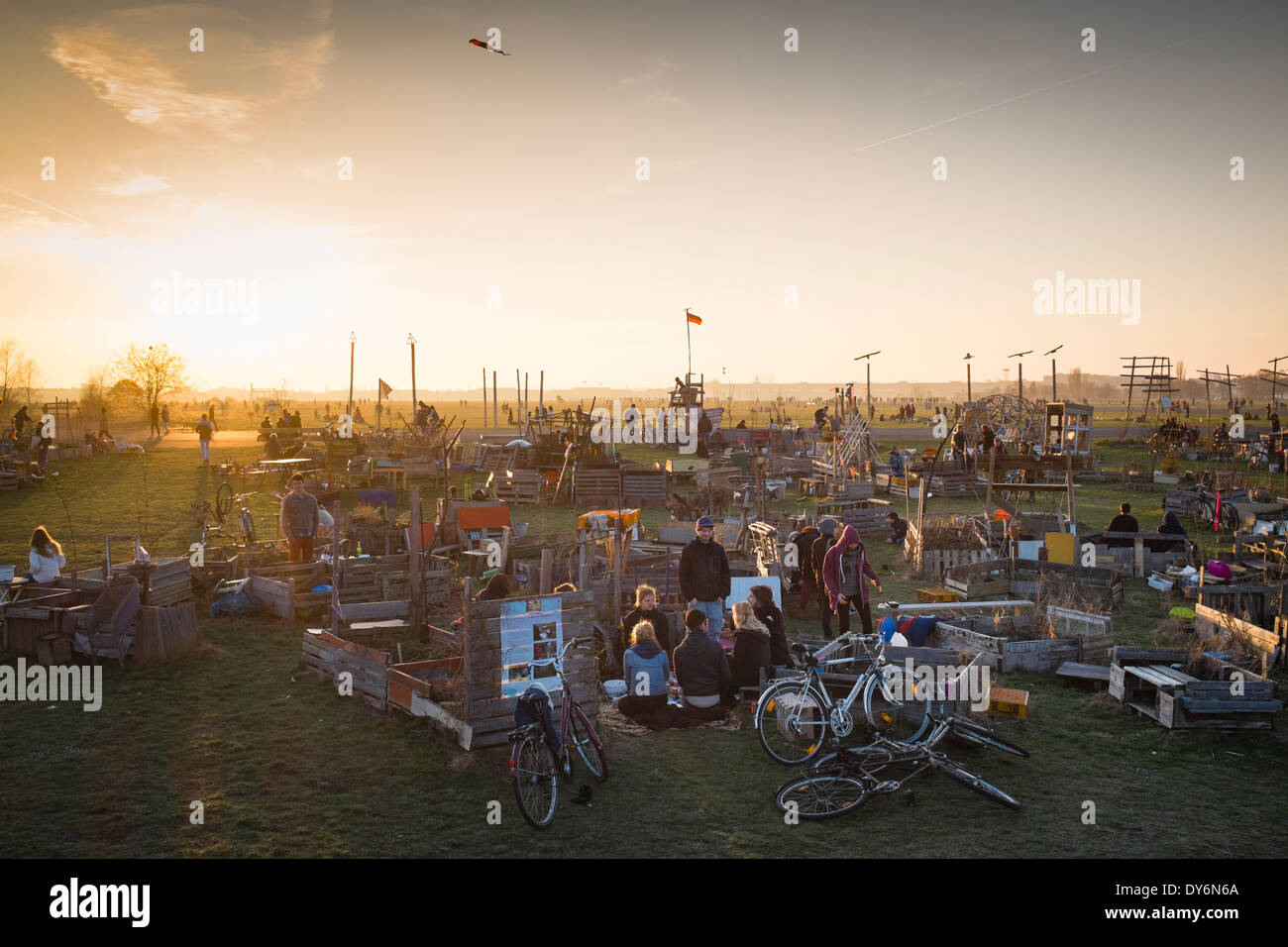 Neighborhood garden Schillerkiez at  Tempelhof park Berlin, Germany Stock Photo