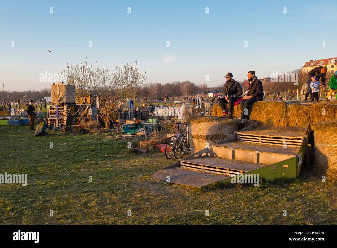 Neighborhood garden Schillerkiez at  Tempelhof park Berlin, Germany Stock Photo