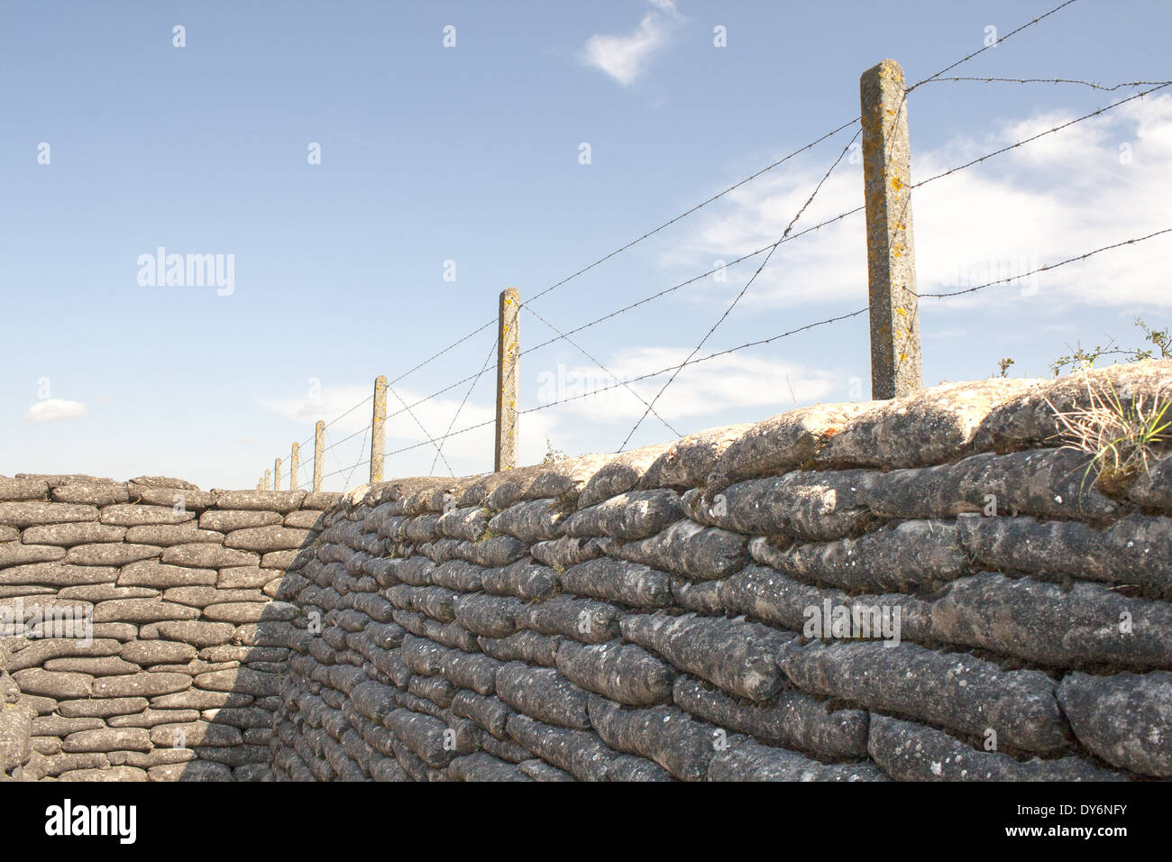 Trenches of death WW1 sandbag flanders fields Belgium Stock Photo