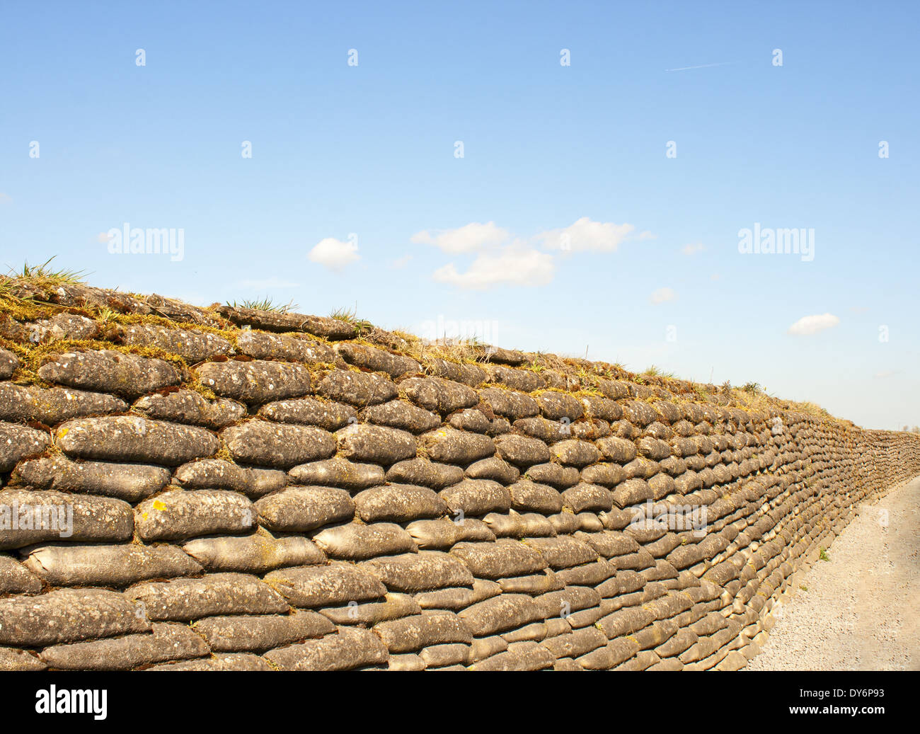 Trenches of death WW1 sandbag flanders fields Belgium Stock Photo