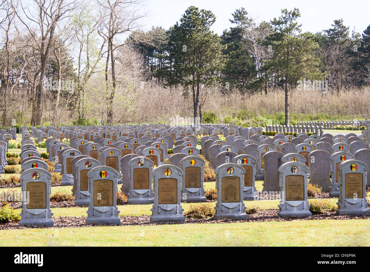 WW1 Belgium world war one cemetery in the Depanne Stock Photo