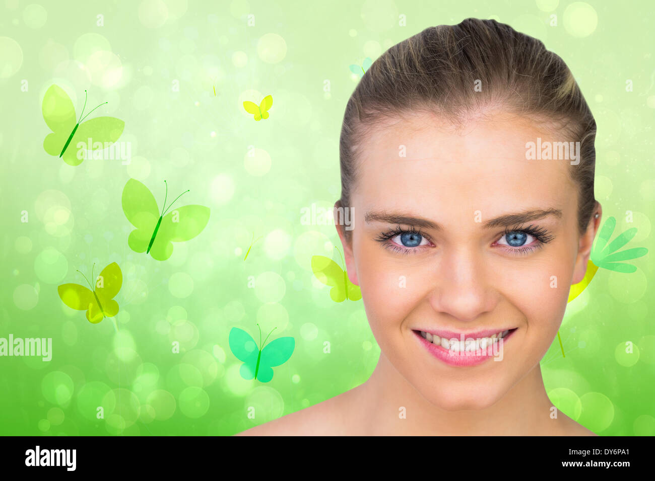 Composite image of smiling blonde natural beauty Stock Photo