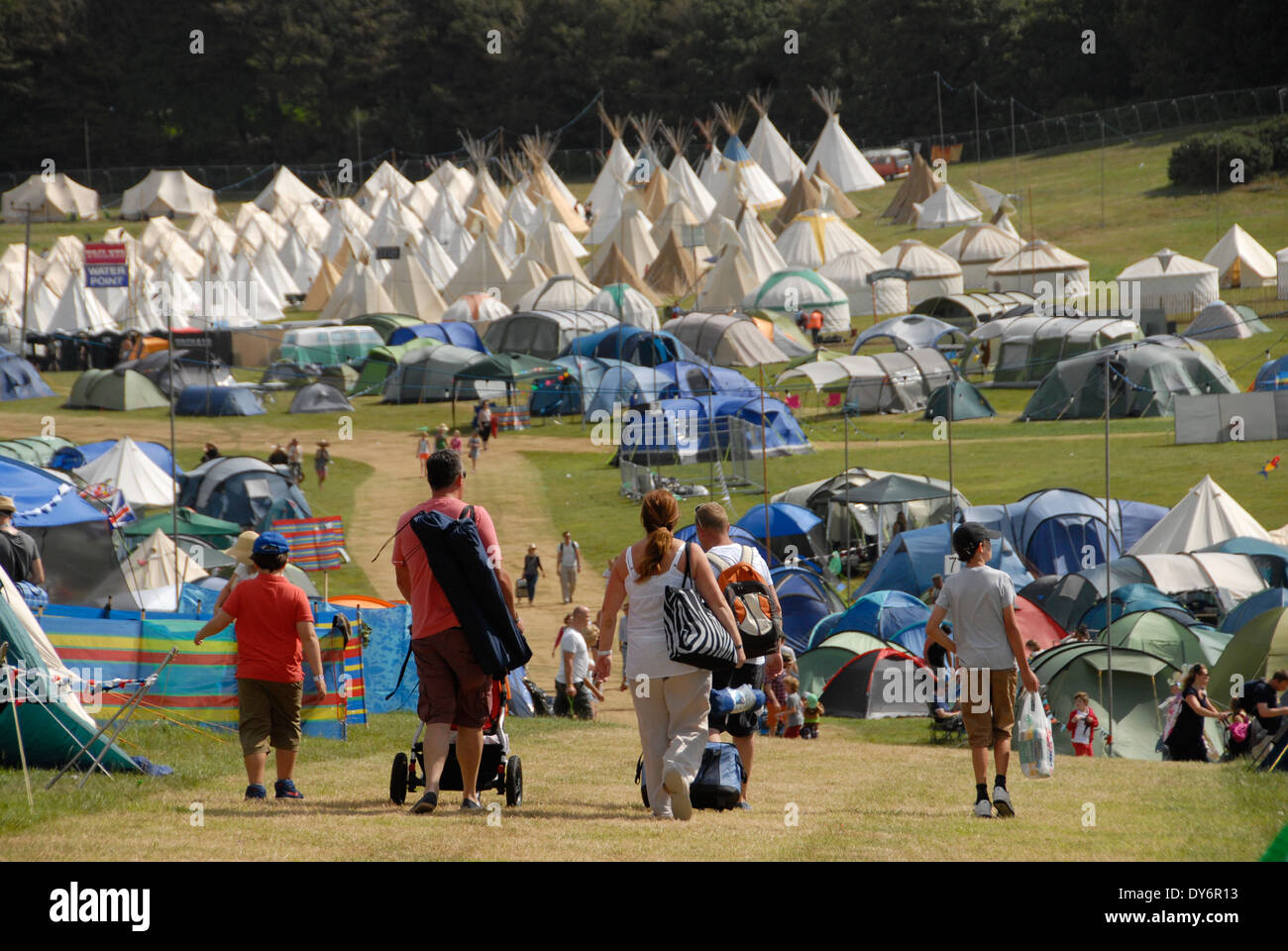 Camp Bestival , summer family festival in the grounds of Lulworth Castle , in Dorset England UK Stock Photo