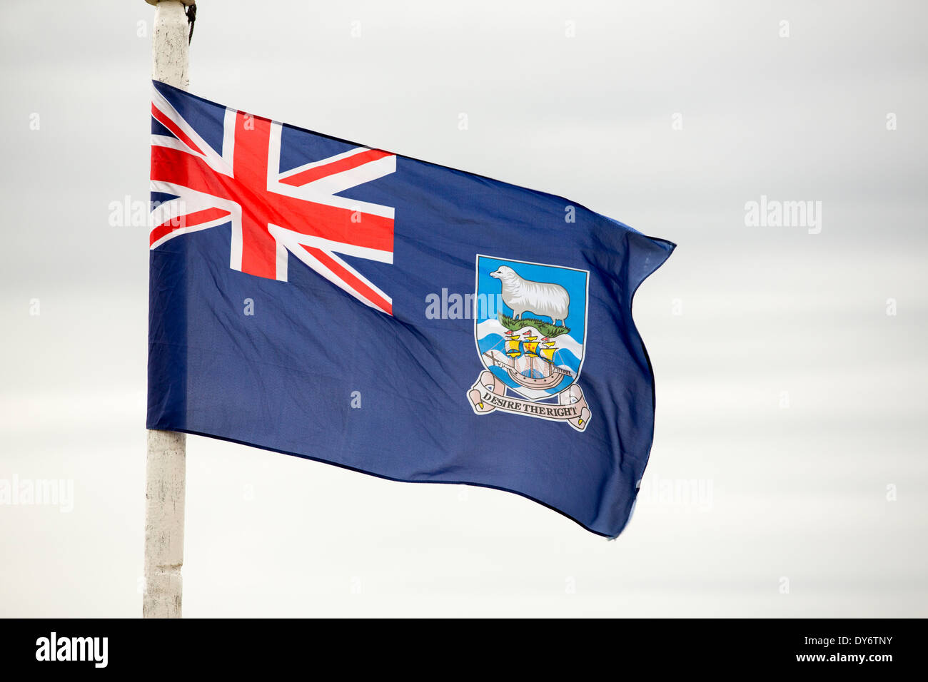 A Falklands flag on Westpoint island in the Falkland islands off Argentina, South America. Stock Photo