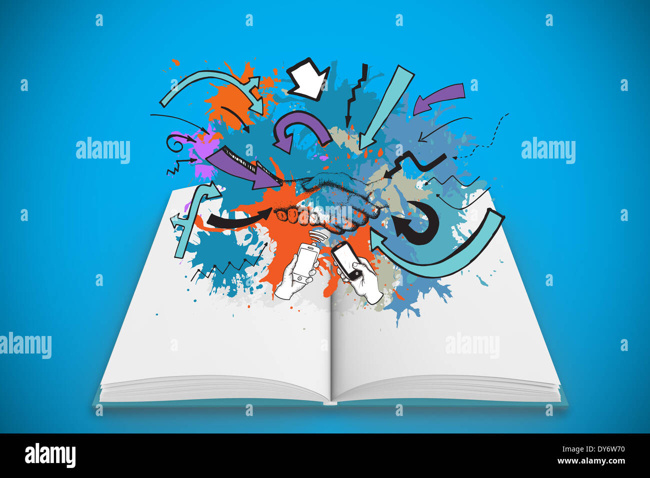 Composite Image Of Communication Concept On Paint Splashes - 