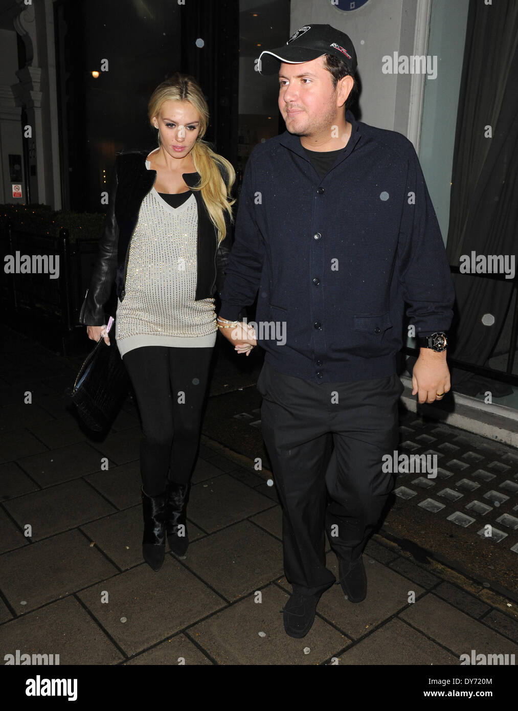 Tamara and Petra Ecclestone with their mother and partners at Kai restaurant Featuring: Petra Ecclestone,James Stunt Where: London United Kingdom When: 19 Dec 2012 Stock Photo