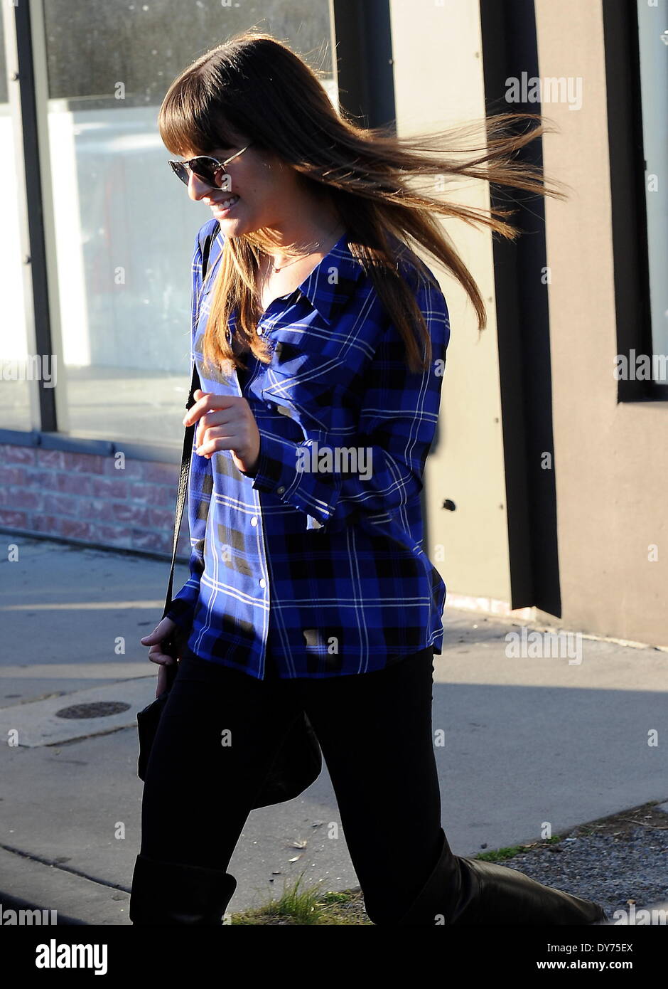 Lea michele leaving hair salon hi-res stock photography and images - Alamy
