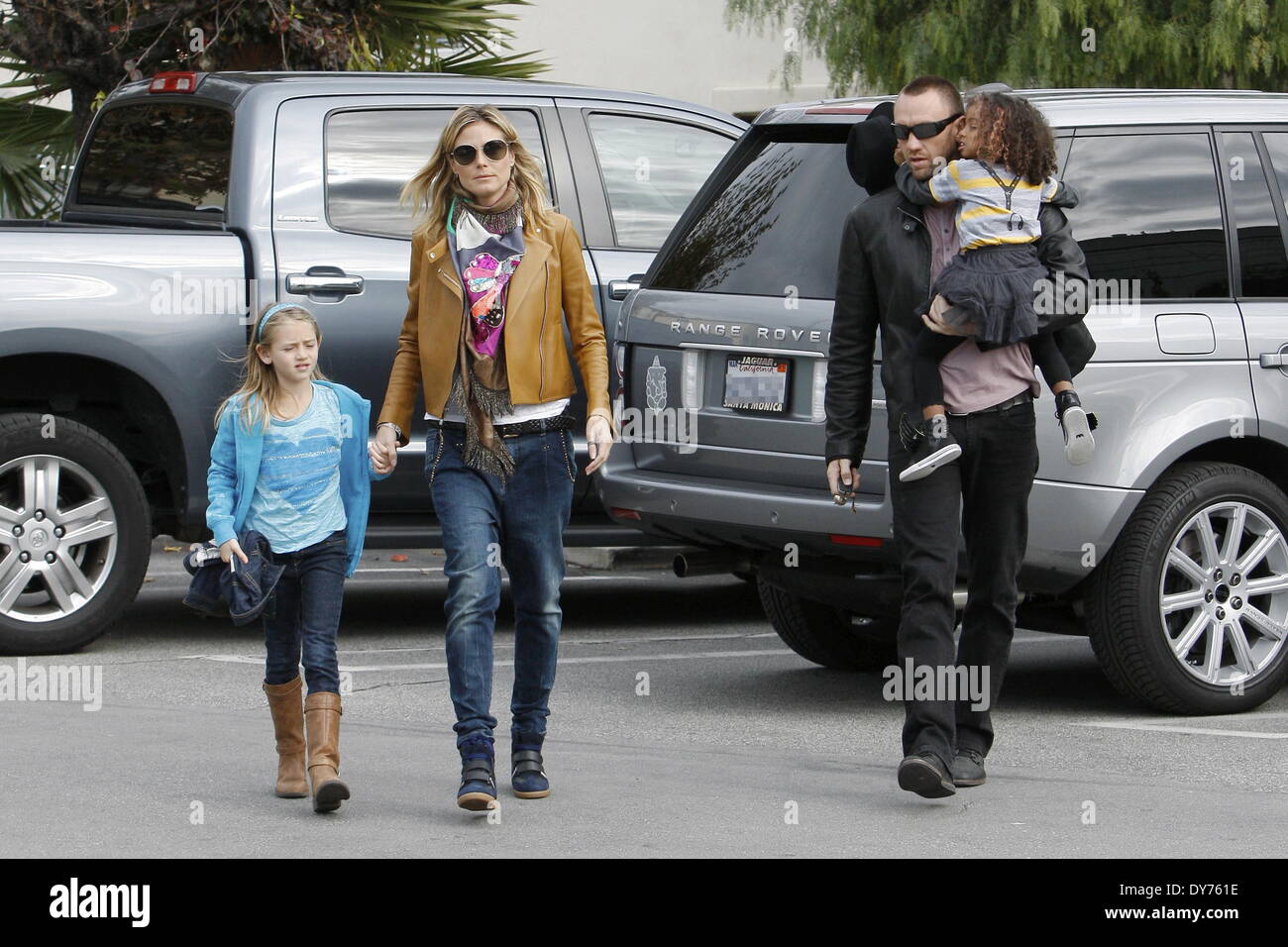 Heidi Klum shopping for groceries at Whole Foods with her boyfriend and two daughters Featuring: Heidi Klum,Martin Kirsten,Helene Boshoven Samuel,Leni Samuel Where: Los Angeles California USA When: 30 Dec 2012 Stock Photo