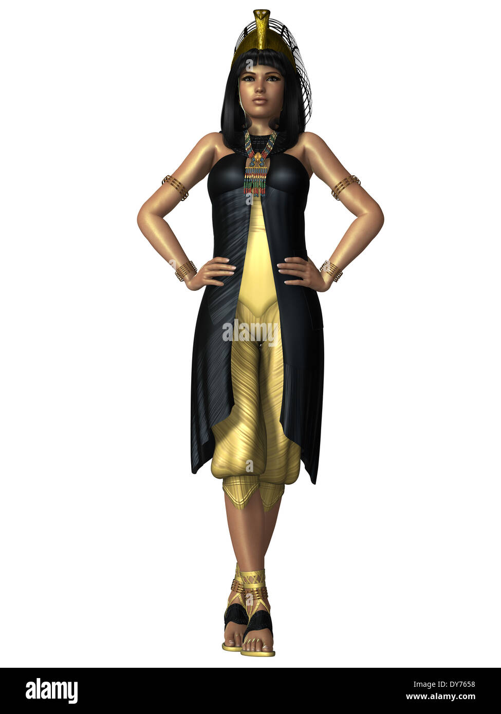 An Egyptian lady with traditional clothing from the Old Kingdom of Egypt. Stock Photo